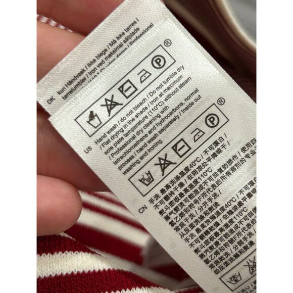 Maje Womens Marco Sweater Floral Embroidered Heart Striped Crewneck Red Size 2 - Picture 7 of 8